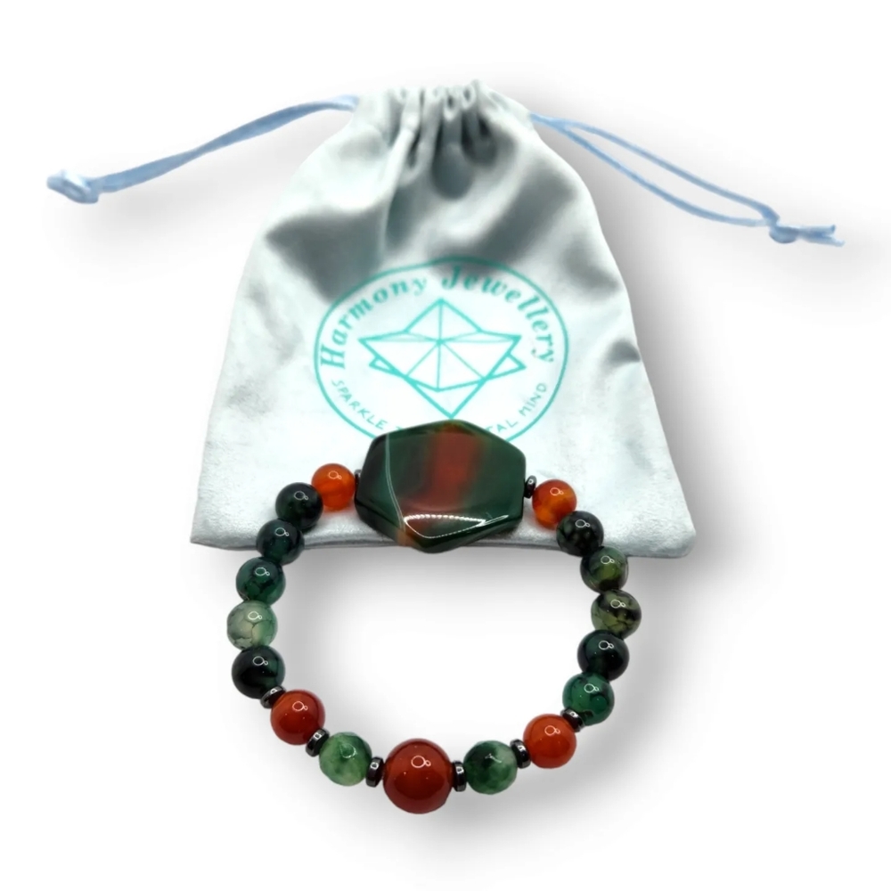 Green and Red Agate bracelet